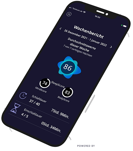 Mockup Handy mit der Dein Schlaf. Dein Tag. App